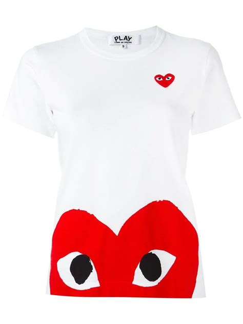 Comme Des Gar Ons Play White Cotton T Shirt Commedesgar Onsplay