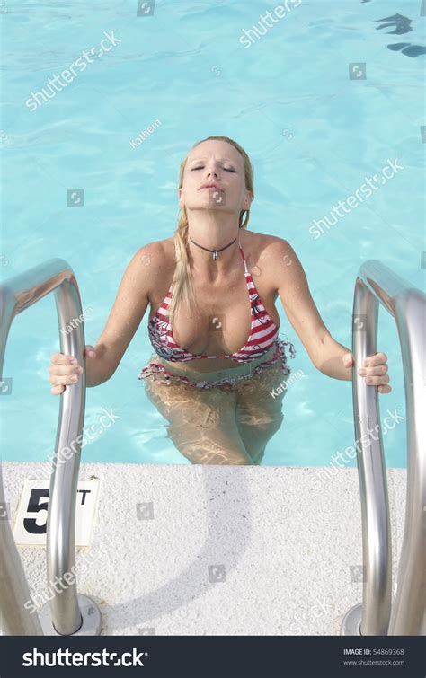Sexy Woman In Bikini Coming Out Of Pool Stock Photo Shutterstock
