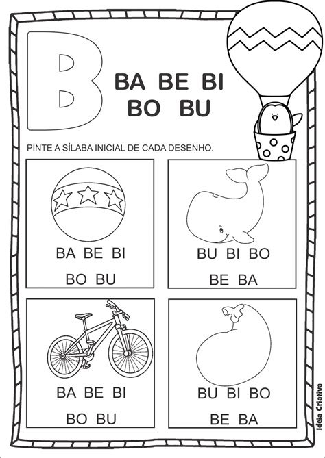 SÍlabas Com B Ba Be Bi Bo Bu Para Alfabetização