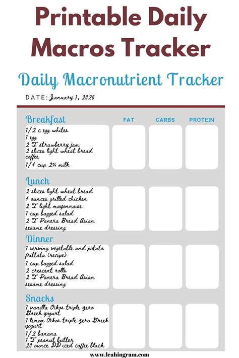 Daily Macros Printable Journal Tracker In 2020 Macro Meals Food Log