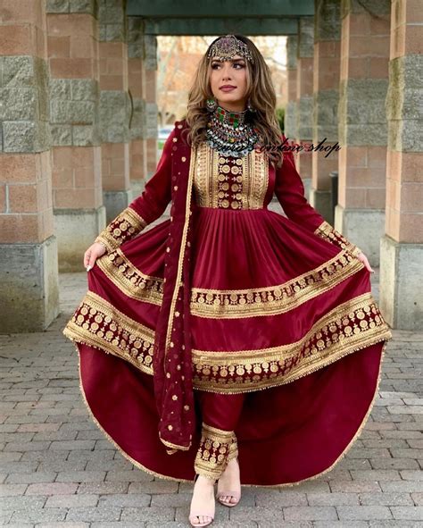 Afghan Kuchi Handmade Traditional Red Dress With Golden Etsy New Zealand