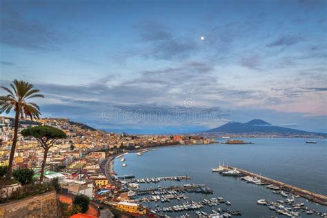 Naples Italy Aerial Skyline On The Bay With Mt Vesusvius Stock Image