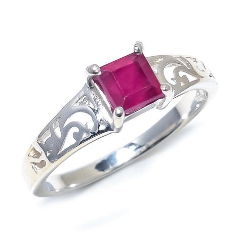 Ruby Gemstone Ring Sterling Silver Jewelry Ring With Etsy