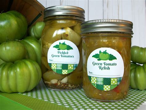 Colorful Adhesive Canning Jar Labels Country Quilt Green Tomato Canning Labels For Pickles