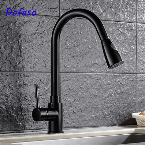 Dofaso Quality Oil Black Antique Brass Kitchen Faucet Pull Out Down