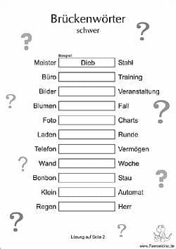 Nicht weil ich die fragen für den fremdsprachenunterricht passend finde (einige sind sogar sehr schwer), sondern weil die idee mir sehr gut gefällt. Brückenwörter Rätsel schwer | Buchstabenrätsel, Rätsel zum ...