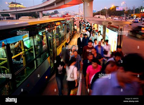 Scene At Local Bus Stop In Beijing China Stock Photo 15772578 Alamy