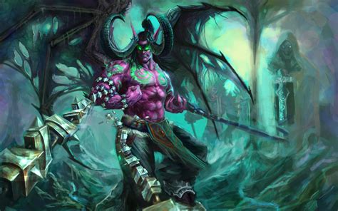 World Of Warcraft Wow Illidan Ytormrage Demon Horns Wings Chains Rage