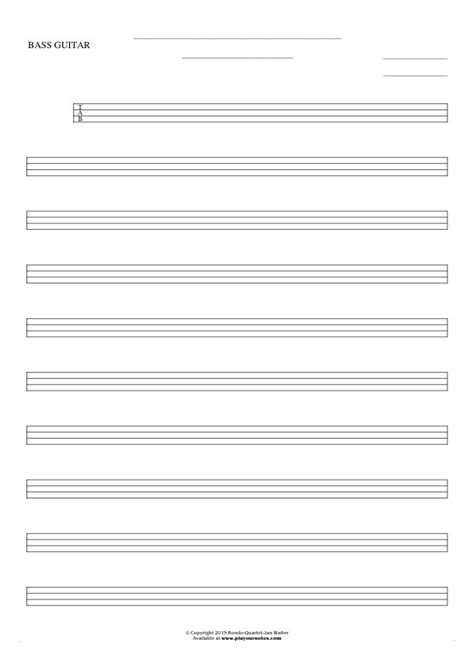 Free Blank Sheet Music Tablature For Bass Guitar Playyournotes
