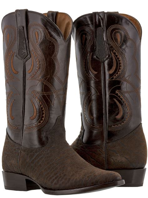 Mens Brown Bull Bison Buffalo Neck Leather Western Cowboy Boots Exotic