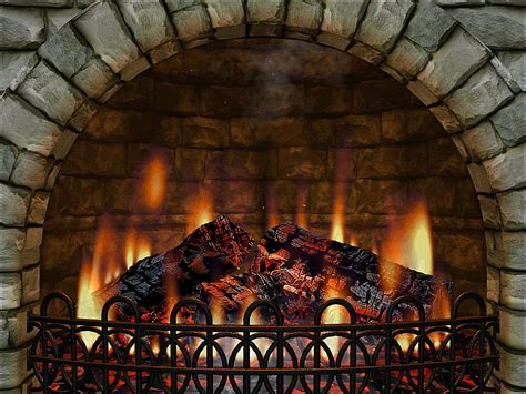50 Virtual Fireplace Wallpaper