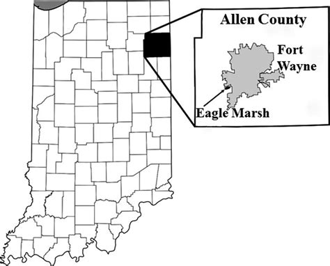 Map Of Indiana Showing The Location Of Allen County Left And Eagle