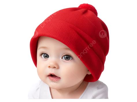 Baby Boy Wearing A Beautiful Red Hat Baby Cute Lovely Png