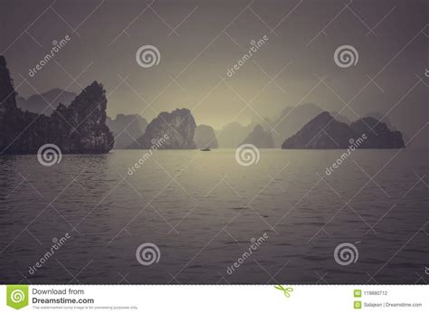 Misty Halong Bay Vietnam Stock Photo Image Of Rainy 119880712