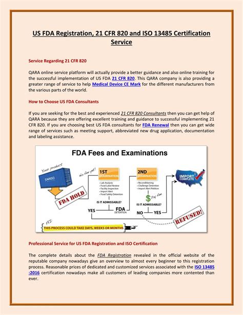 Ppt Us Fda Registration 21 Cfr 820 And Iso 13485 Certification