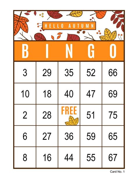 Autumn Bingo Cards 1000 Cards 1 Per Page Immediate Pdf Download
