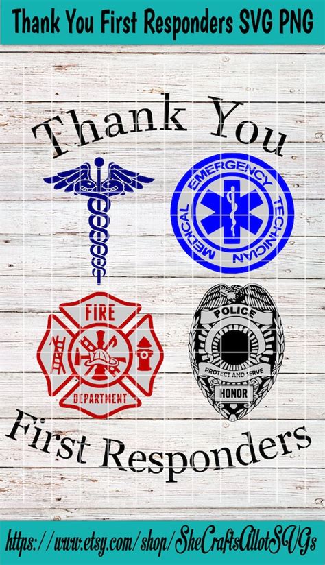 Thank You First Responders Medical Emt Fire Department Police Etsy