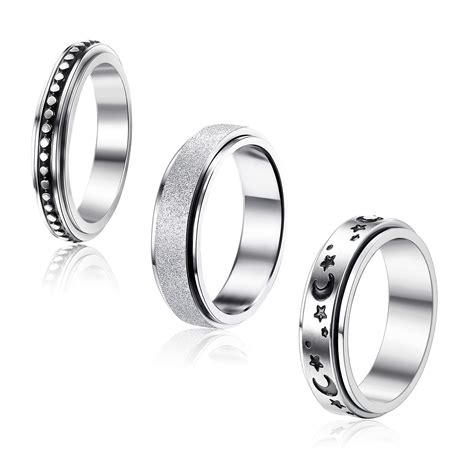 Buy 3 Pcs Stainless Steel Spinner Rings For Women Men Couple Rings