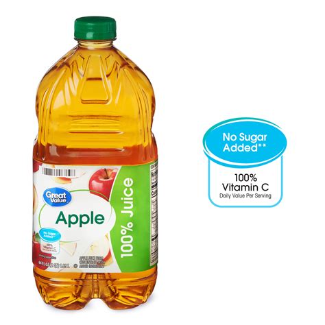 Buy Great Value No Added Sweeteners 100 Apple Juice 64 Fl Oz Online