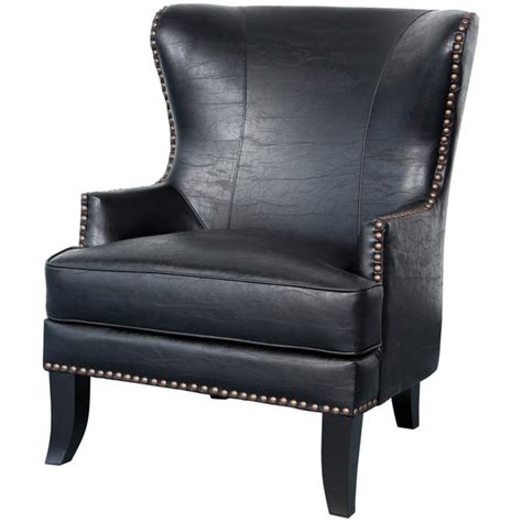 Shop garbo leather wingback chair. Shop Porter Grant Black Bonded Leather Wingback Accent ...