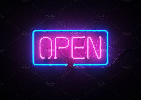 Open Sign Neon On Wall High Quality Beauty And Fashion Stock Photos