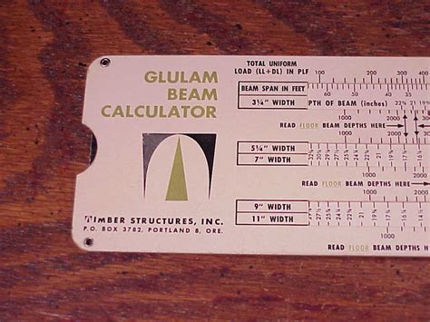 Vintage Glulam Beam Sliding Calculator Chart Slide Rules