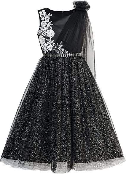 Sunny Fashion Girls Dress Black Sparkling Tulle Lace Party Prom Gown
