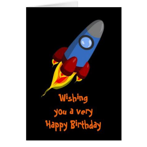 Happy Birthday With Spaceship Rocket For Boy Greeting Card Zazzle
