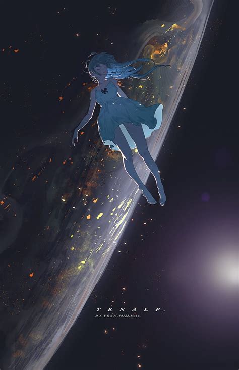 Girl Floating In Space Anime Art Beautiful Space Anime Anime