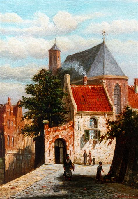 Johannes Jacobus Mittertreiner Gemälde Zuvor zum Verkauf A sunlit town