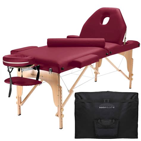 Professional Portable Massage Table With Backrest Burgundy Saloniture
