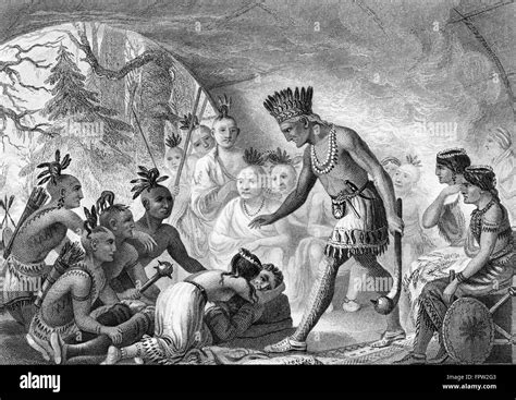 CAPTAIN JOHN SMITH BEING RESCUED SAVED BY POCAHONTAS POWHATAN PRINCESS