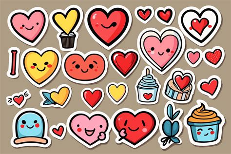 Printable Cute Love Heart Sticker Set Graphic By Pod Design · Creative Fabrica