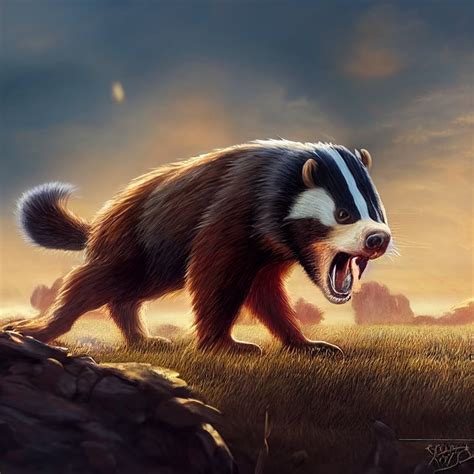 Prompthunt Sabertooth Giant Badger Hunting A Prey Character Design