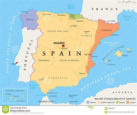 Spain Autonomous Communities Political Map Stock Vector - Illustration ...