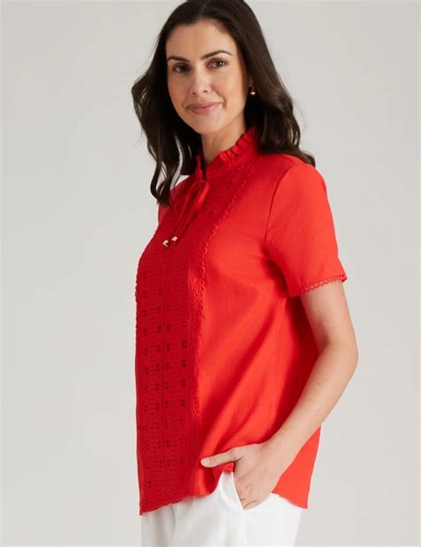 Wlane Lace Trim Ruffle Top Ezibuy Australia