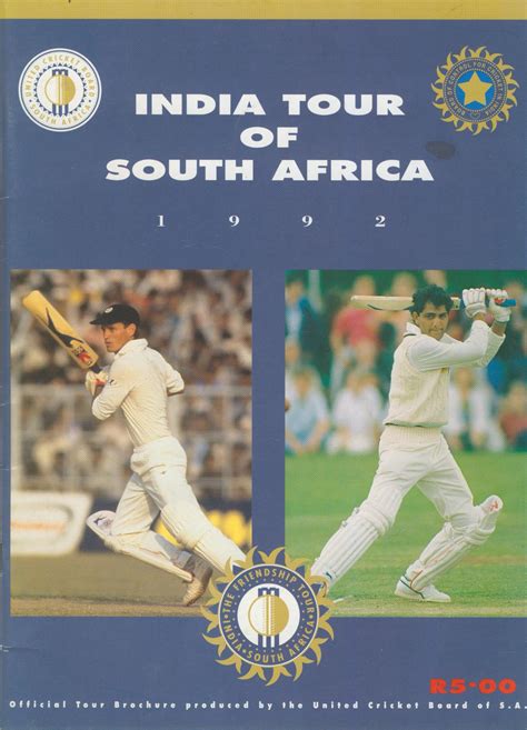 India Tour Of South Africa 1992 Tour Brochure