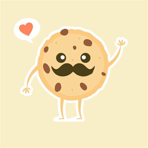 Cute Cartoon Chocolate Chip Cookie Character With Funny Face Cute Happy Cookie Mascot Vector