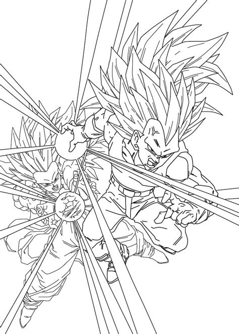 Vegeta And Son Goku Super Saiyajin 3 Dragon Ball Z Kids Coloring Pages