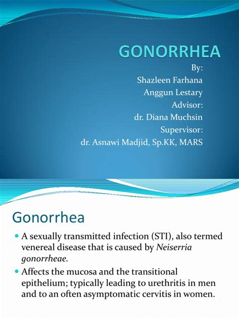Gonorrhea Vagina Sexually Transmitted Infection