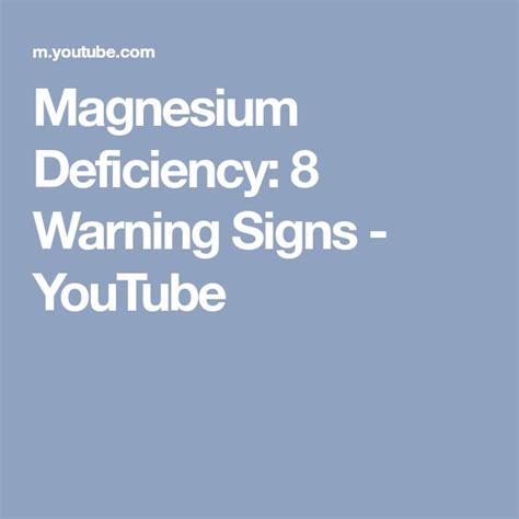 magnesium deficiency 8 warning signs youtube magnesium deficiency magnesium warning signs