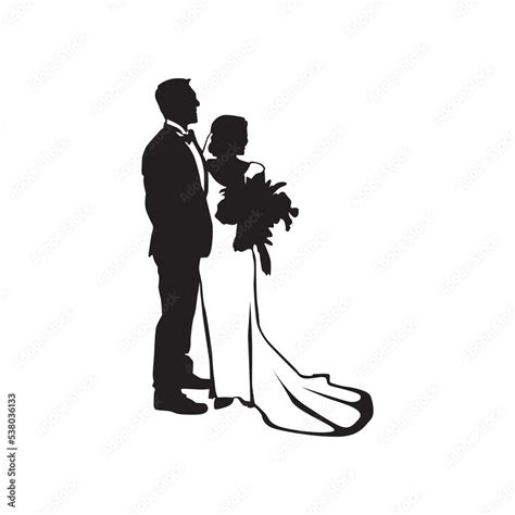 Bride And Groom Wedding Silhouette Clipart Stock Vektorgrafik Adobe Stock