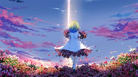 Wallpaper Anime Girls Blonde Flowers 2560x1440 Vladislov 1678329 Hd Wallpapers Wallhere