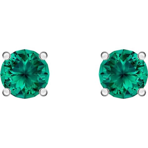Swarovski Collections Attract Round Stud Pierced Earrings Green