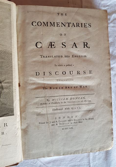 The Commentaries Of Caesar Translated Into English W Duncan 1753 First