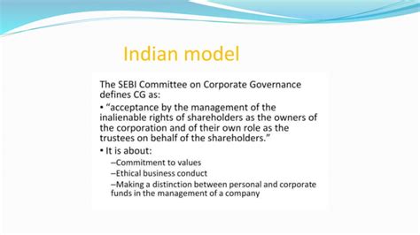 Indian Model Of Corporate Governance Ppt