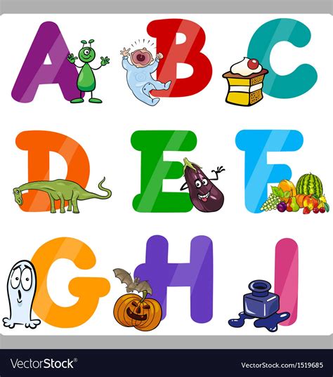 Education Cartoon Alphabet Letters For Kids Vector Image