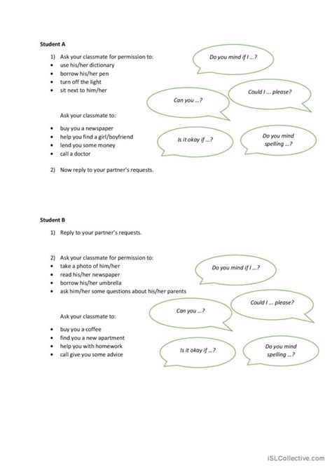 Permission And Requests English Esl Worksheets Pdf Doc