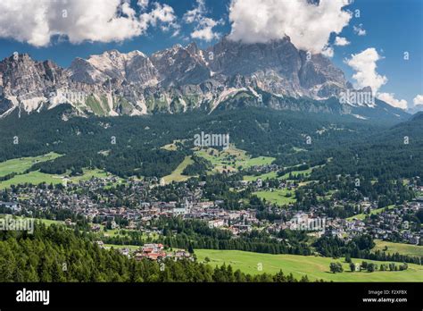 View Towards Cortina Dampezzo Cristallo Range Behind Ampezzo