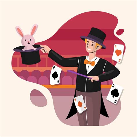 The Magician Showing A Bunny Trick 12177824 Vector Art At Vecteezy